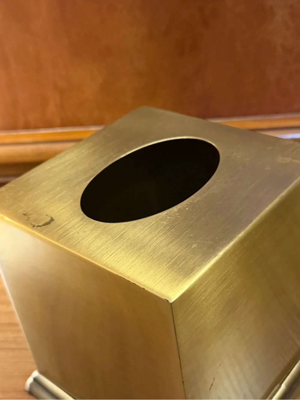 Vintage Matte Brass Square Tissue Box Cover Cube Hollywood Regency Vanity 6x6